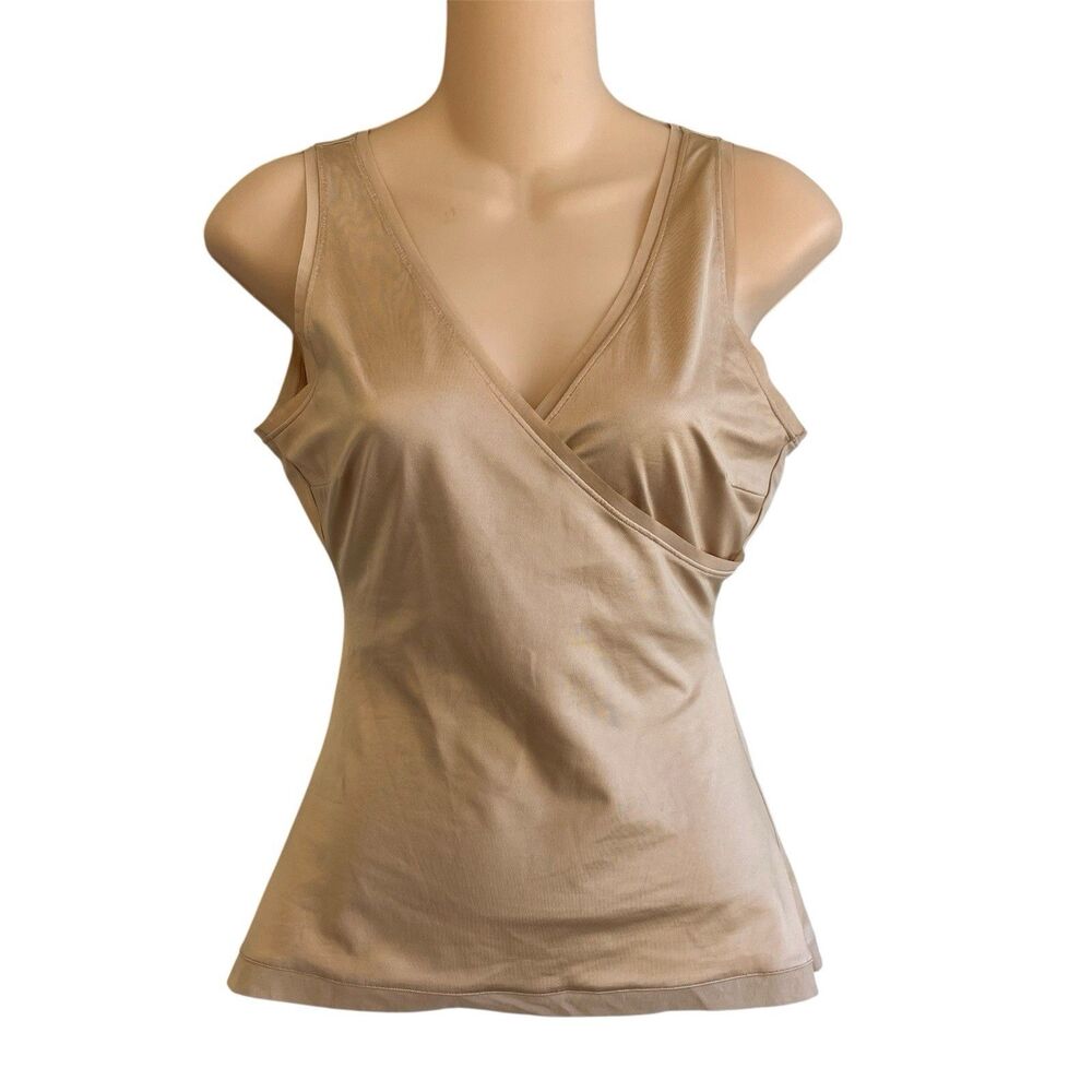 Spanx Slimplicity Compression Shapewear Tank Top Size L Smoothing Surplice Biege